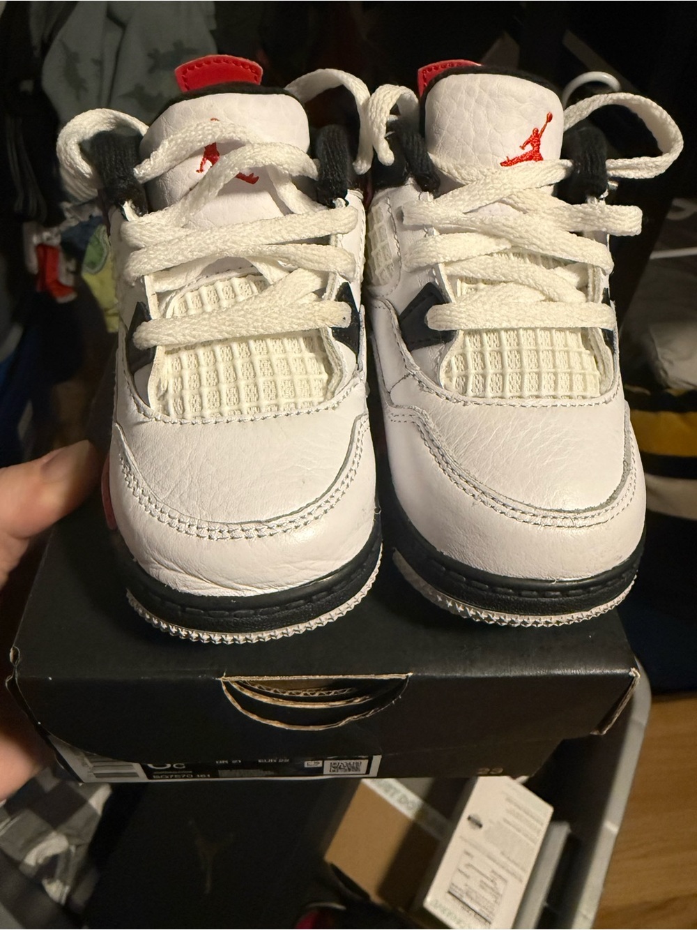 Jordan Kids White Black and Red Retro Sneakers